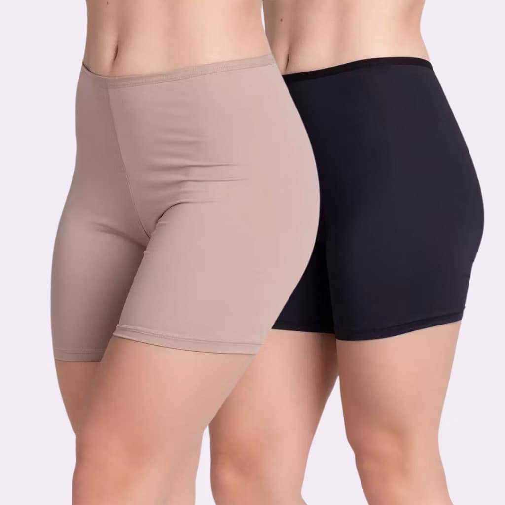 Kit 2 Short Anágua Meia Perna Liso Conforto Segunda Pele Feminino Bermuda Moda íntima Calças de segurança minissaia para