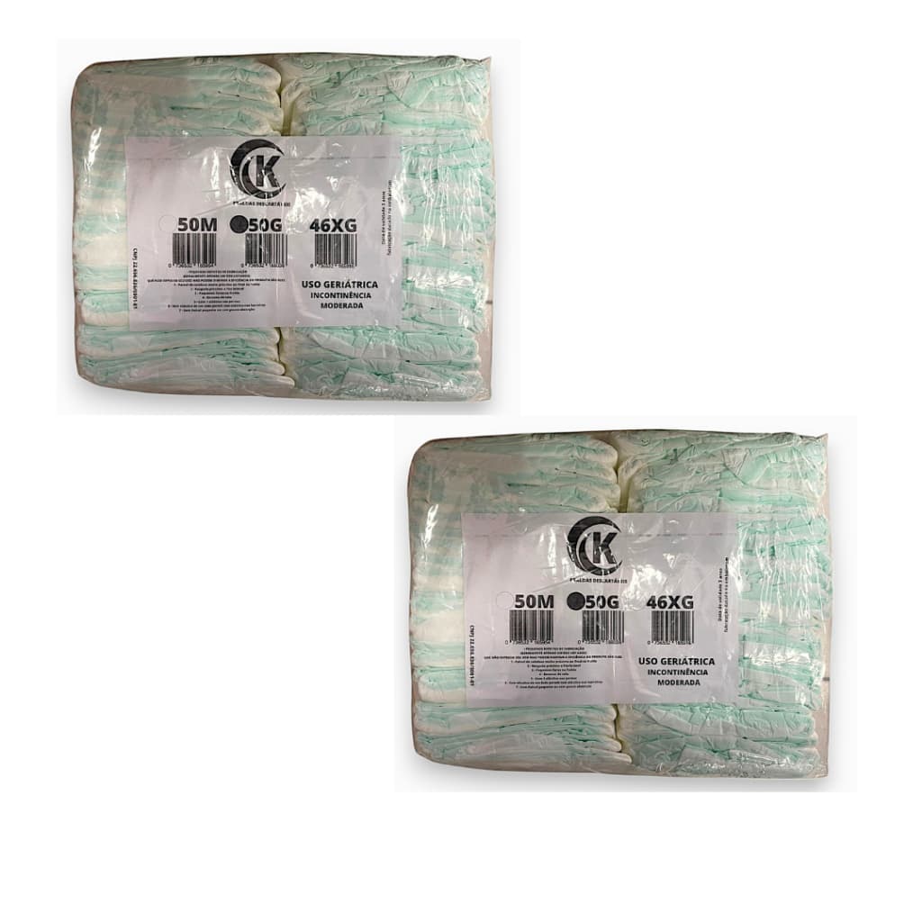 Kit 2 Fraldas Descartaveis Geriatrica Adulto Segunda Linha Incontinencia Moderada - M ao XG