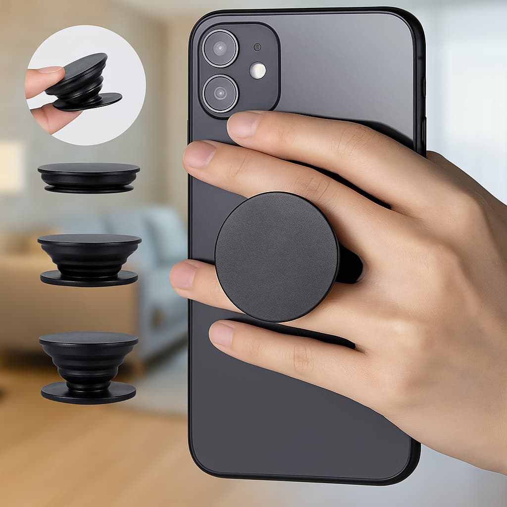 Suporte de Celular Dedo Anti queda Liso Preto Alta Qualidade facil de usar.Frete Gratis