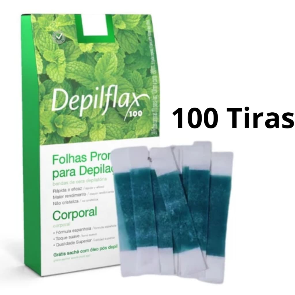 100 Tiras De Cera Pronta Sobrancelhas Buço Hortelã Depilflax