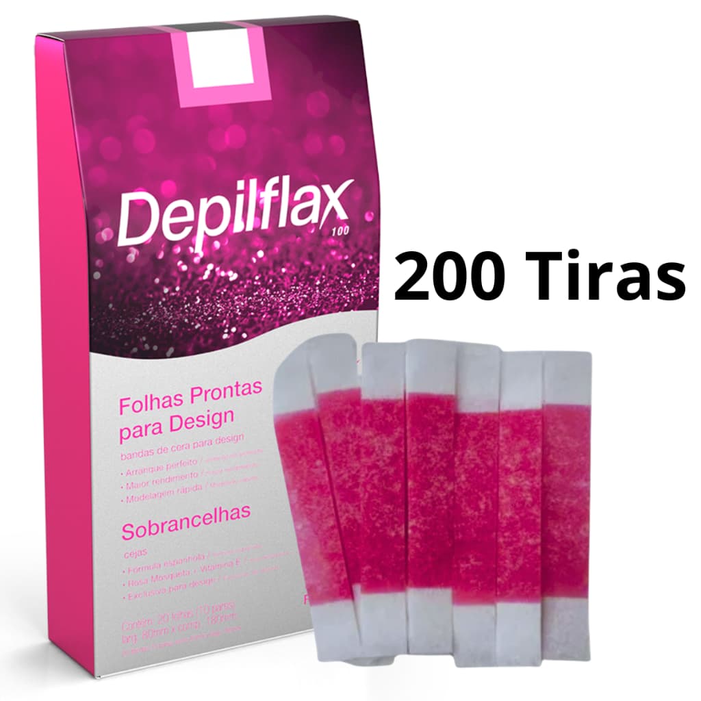 200 Tiras De Cera Pronta Sobrancelhas Buço Tutti Frutti Depilflax
