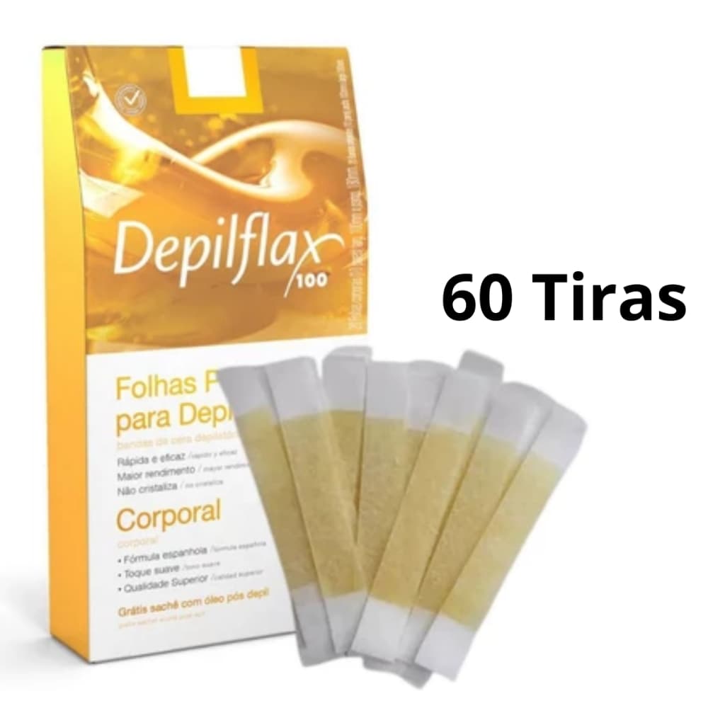 60 Tiras De Cera Pronta Sobrancelhas Buço Natural Depilflax
