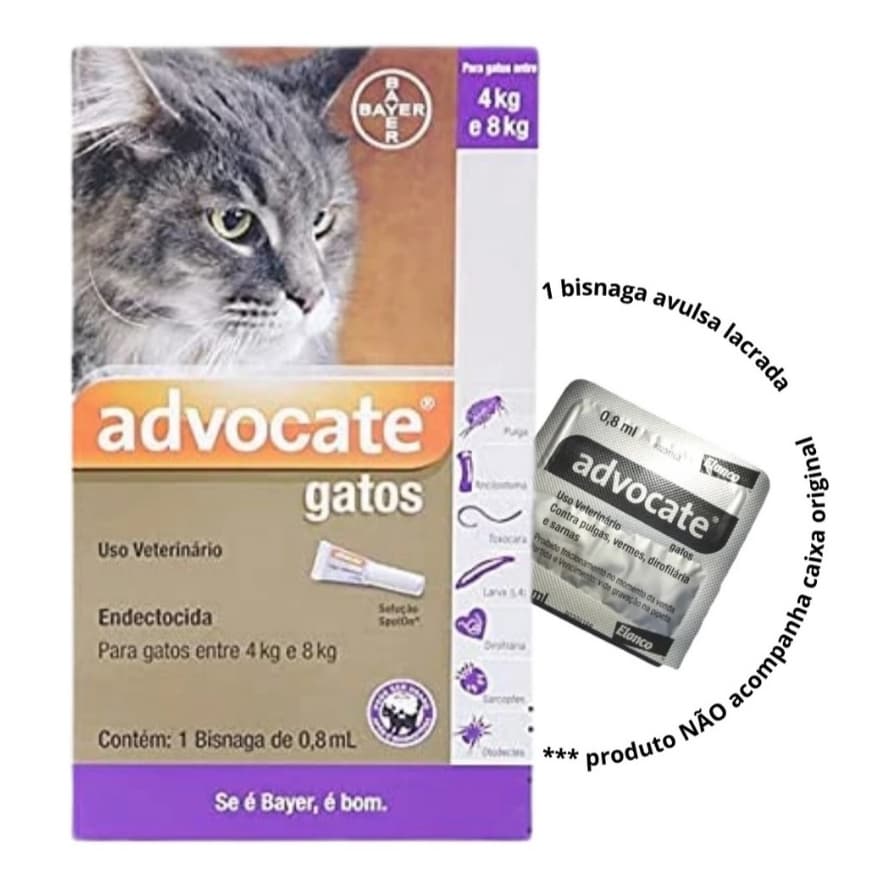 Advocate Elanco 0,8 mL para Gatos de 4 a 8 Kg - 1 Bisnaga