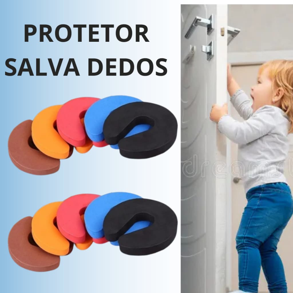 Protetor de Porta Salva Dedos de Criança em EVA colorido com 15 unidades