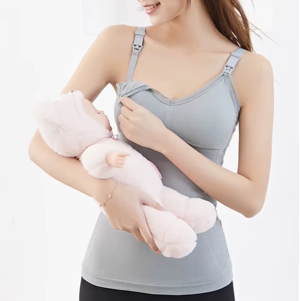 Regata De Amamentação Blusa Maternidade Bojo Removível Liso