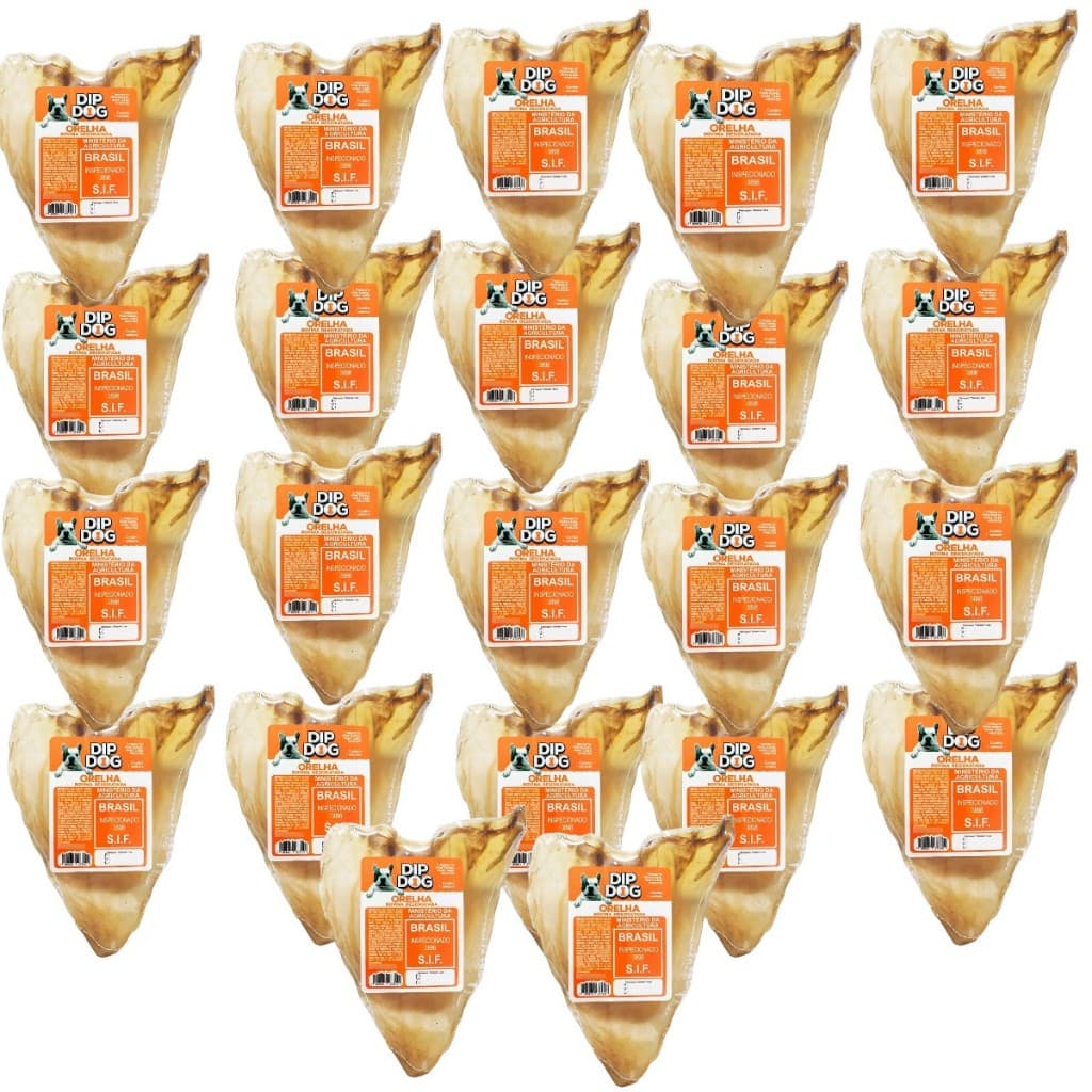 KIT 22 UNIDADES MORDEDOR ORELHA BOVINA NATURAL DIP DOG ENVIO IMEDIATO