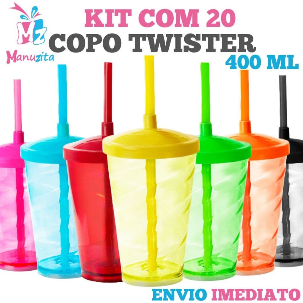 Kit 20 Copo Twister 400 mL - Festa Infantil - Decoração- Artigos de Festa- Copinho Kids
