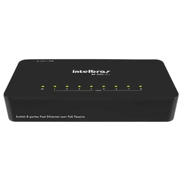 Switch 8 Portas Fast Ethernet com PoE Passivo SF 800 Q+ Intelbras