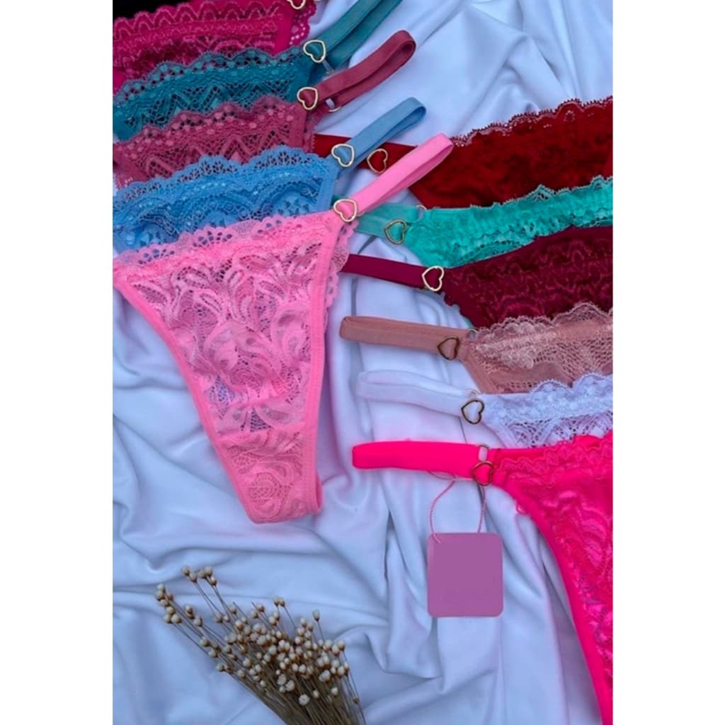 Kit 10 Tanga Com Regulagem Com Coração Calcinha Paixão Ou Kit 5