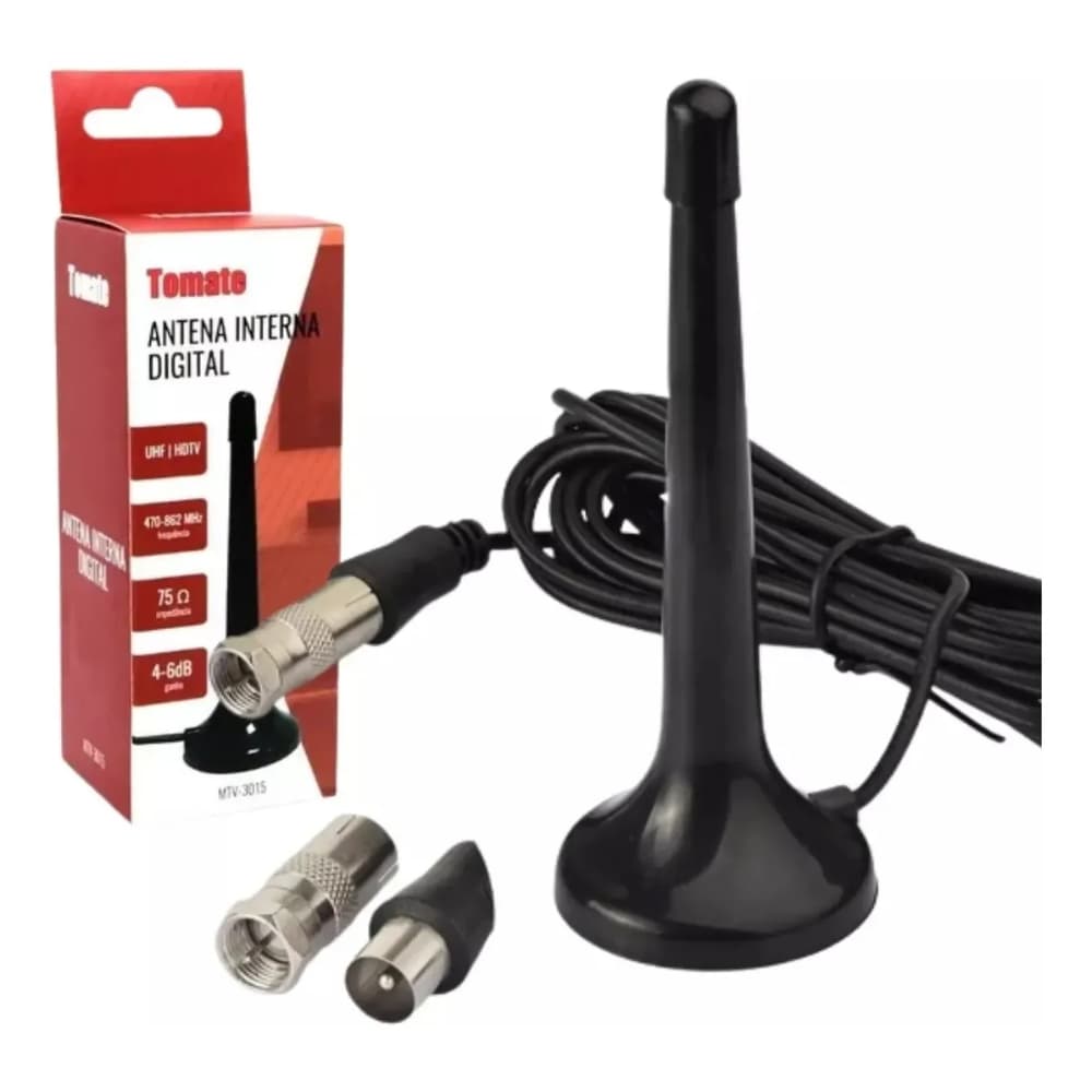 Antena Tv Digital Tomate Uhf Vhf Interna Premium cabo 3 mts