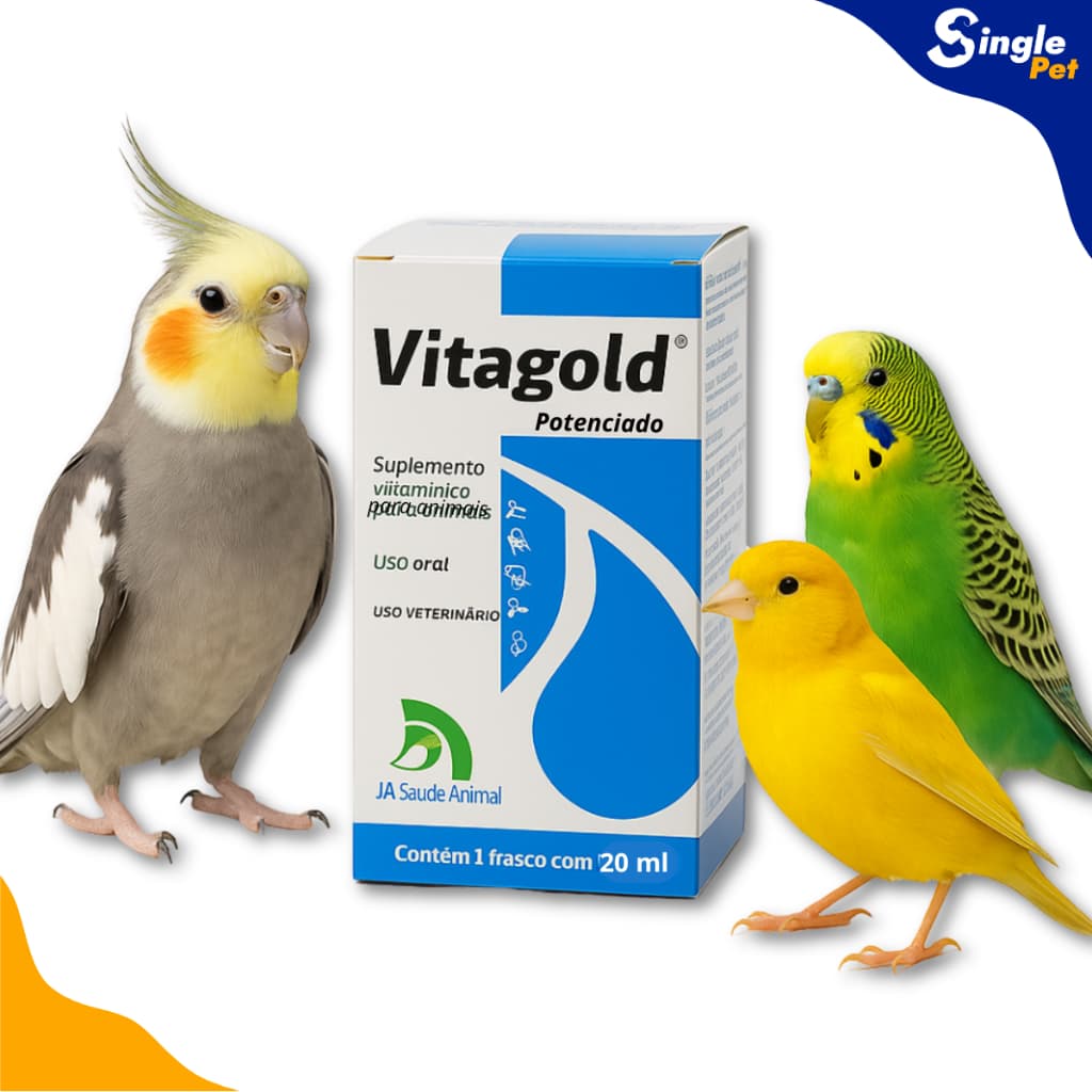 Vitagold Potenciado 20ml  Suplemento Vitamínico para Pássaros Aves Animais Vitamina Pet