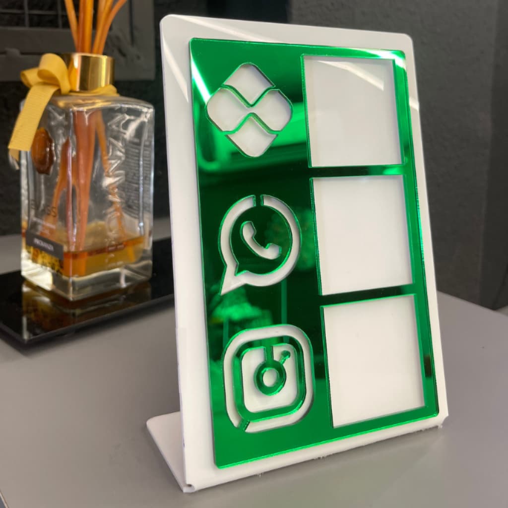 Placa Grande Display Qr Code Mesa Balção Acrílica Acrilico Pix Instagram Loja - Grande