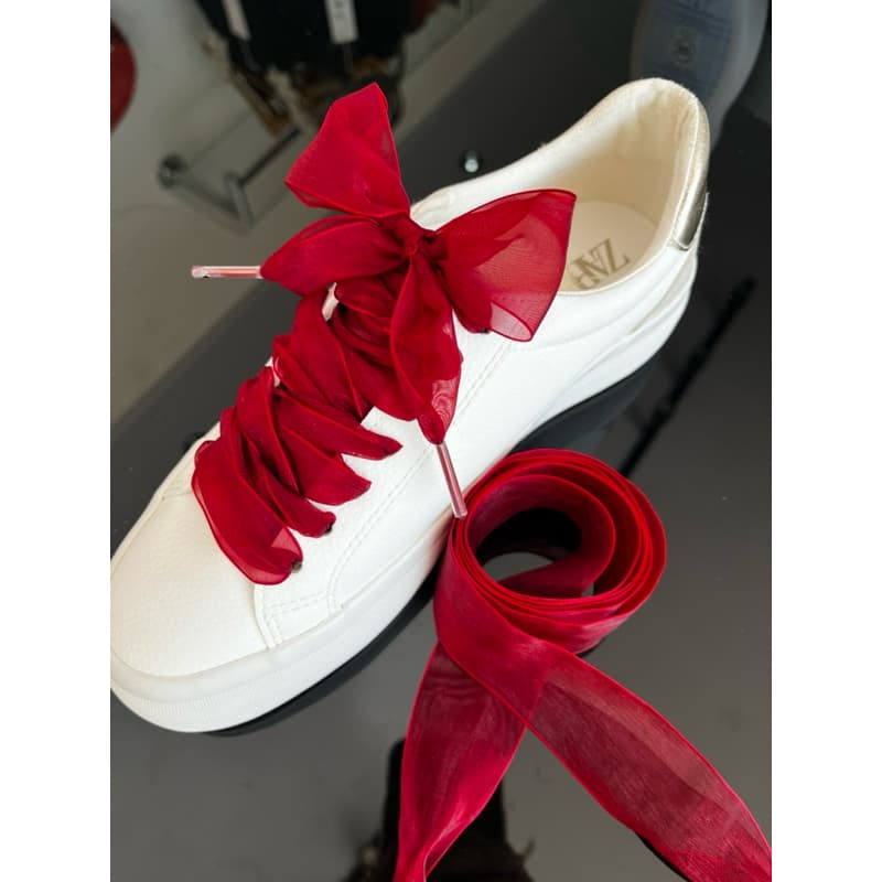 Cadarço de Organza Vermelho Vibrante Cereja - 38mm/3,8cm de largura | 1,40m de comprimento