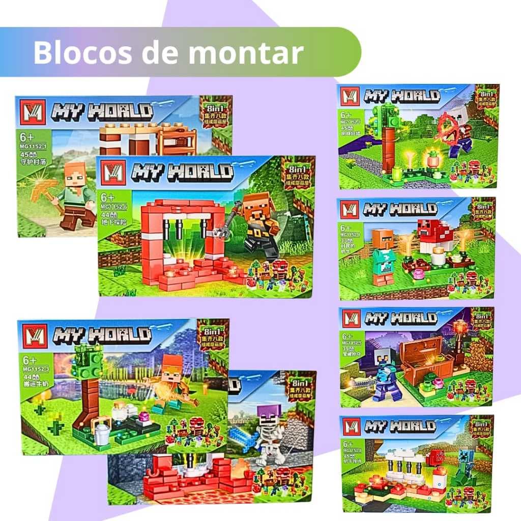 Blocos de montar Minec My World Monta e Desmonta presente crianças PROMOÇÃO