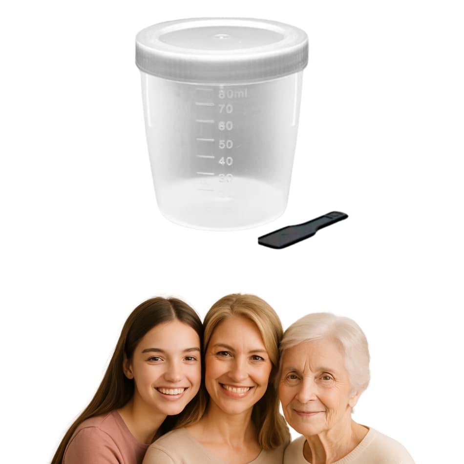 Coletor Universal 80ml Exames Coleta Aprovado Prático Uso Pet Portátil Tampa rosqueada Espátula