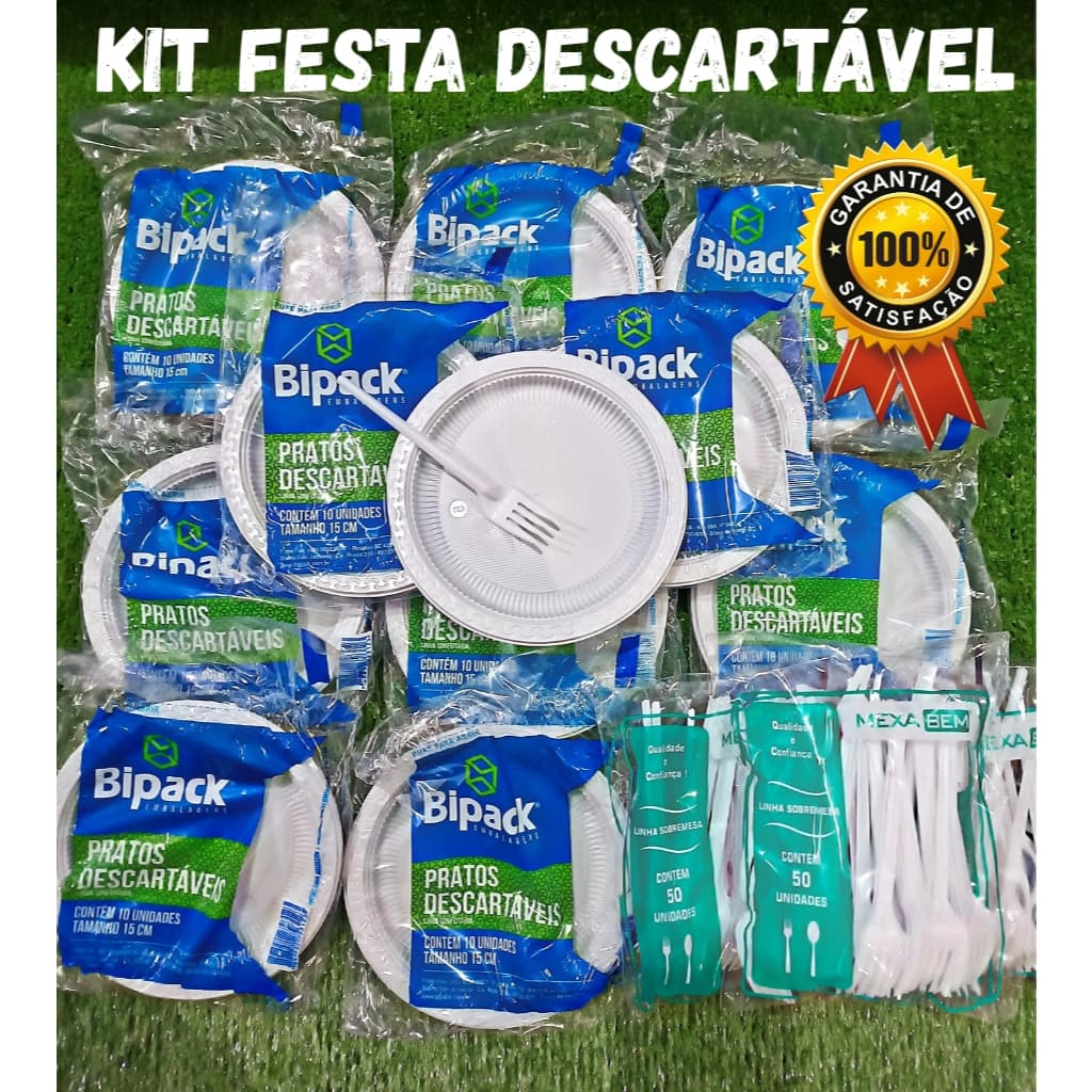 Kit Festa Descartável Pratos e Garfos Sobremesa Bolo Aniversario - 100un / 200un / 300un