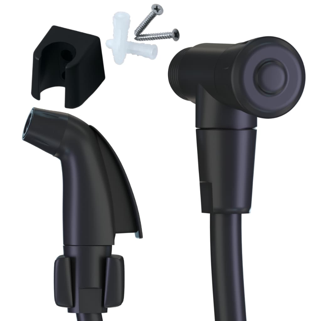 Kit Ducha Higiênica Completa Gatilho PP Preta 1/4 De Volta