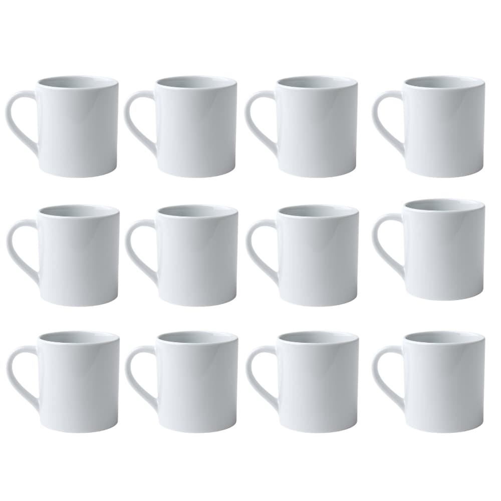 Kit 12 Xícaras de Porcelana Branca 210ml Sofisticação Dobro Café Sobremesa