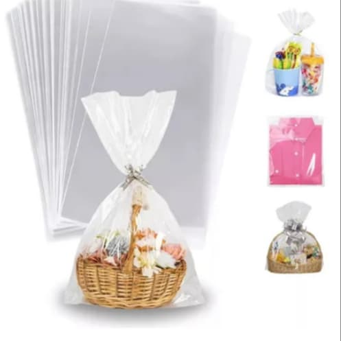 Kit C/ 50 ou 100 Sacos Celofane Transparente Brilhante 30x45cm para Cesta de Presente, Lembrancinhas, Embalagens