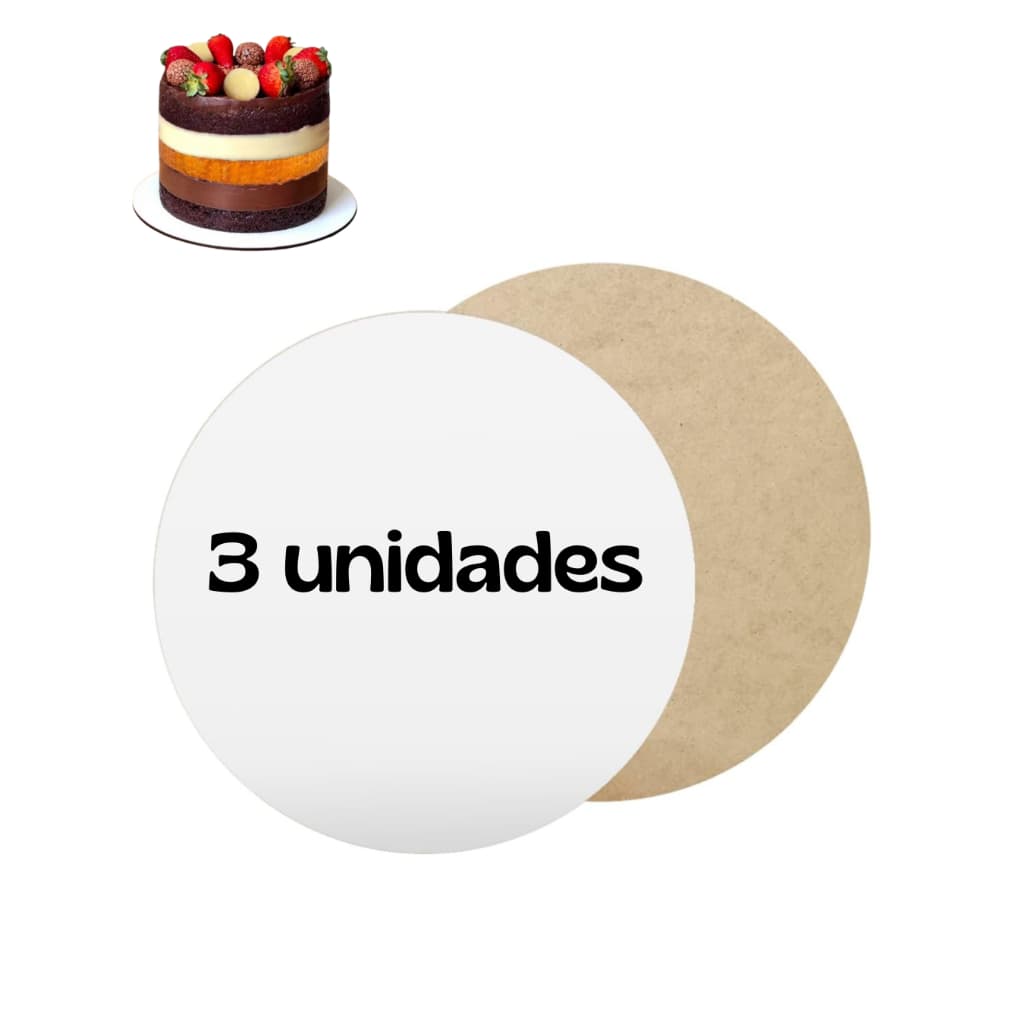 Cake Board KIT com 3 unidades Branco Mdf 3mm Tabuleiros Confeitaria  base para bolo frios cakeboard