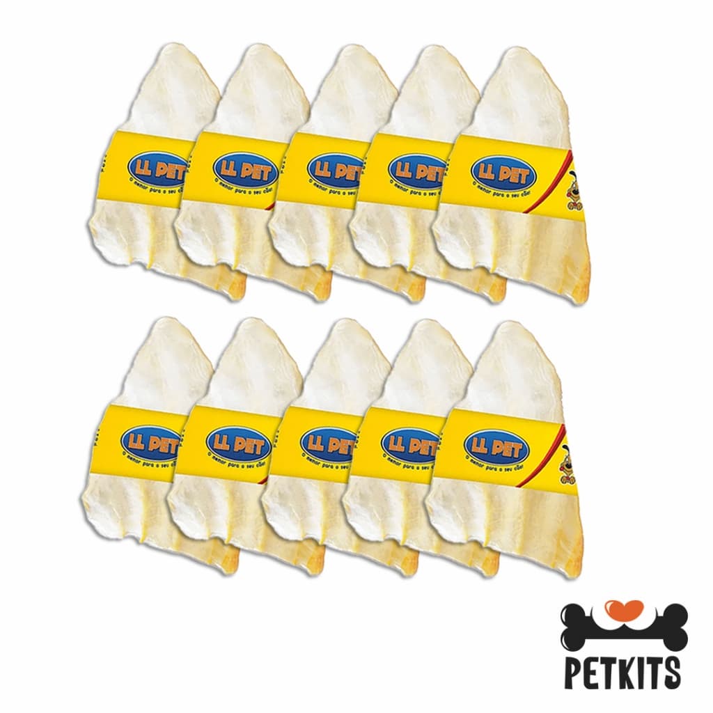 Kit 10 Orelhas Bovinas +-12cm  Petisco Mordedor Natural LL Pet