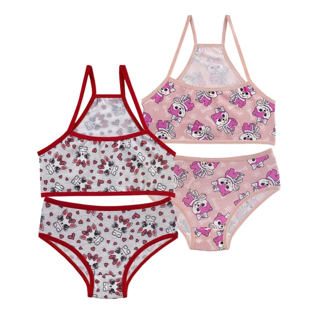 Kit 2 Conjunto Infantil Menina Moça Estampado Microfibra Top e Calcinha