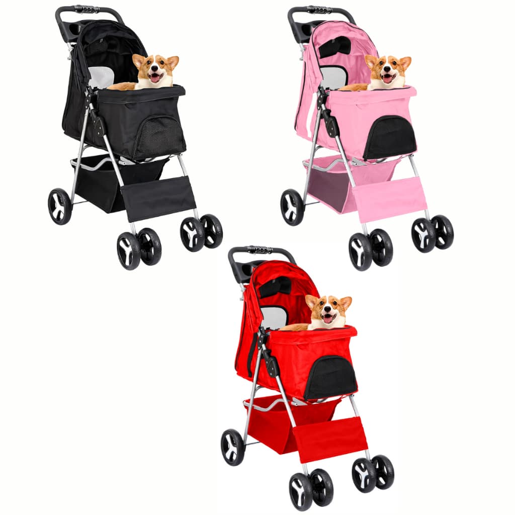 Carrinho de Passeio Pet Cães Gatos Animal de Estimação Cachorro 15kg Porta Copo Dobrável Transporte