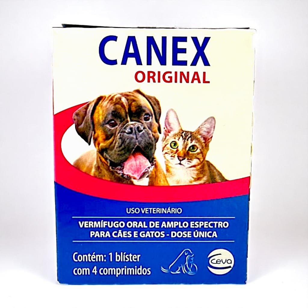 Remédio Pra Verme Para Gatos Caes Vermifugo Dose Unica Canex 4 Comprimidos