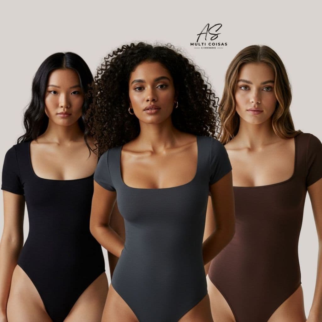 BODY FEMININO COM MANGA CURTA E DECOTE QUATRADO NOVIDADE TENDÊNCIA TECIDO SUPLEX