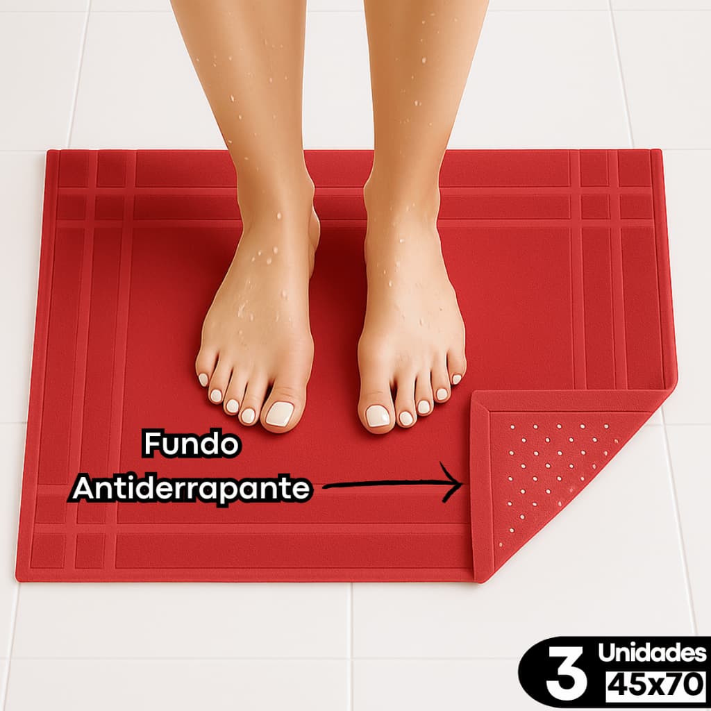 Kit 3 Toalhas de Piso Luxo antiderrapante Tapete p/ Banheiro