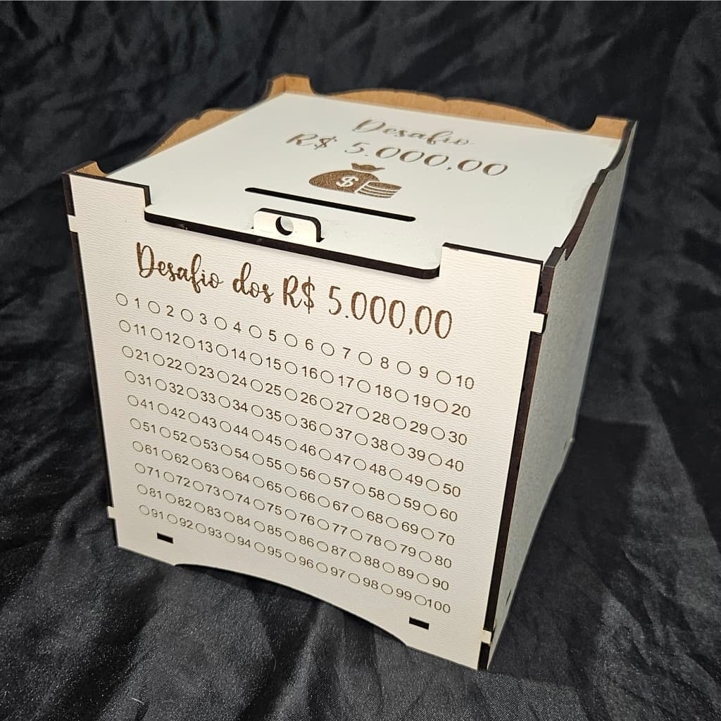 Caixa Cofre Desafio de Metas - MDF - Metas- Poupança - Cofrinho