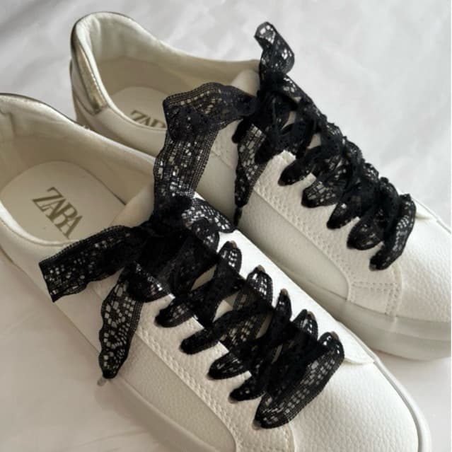 Cadarço de Renda Preto – 15mm | 1,40m | Cadarço diferente e fashion para tênis personalizado