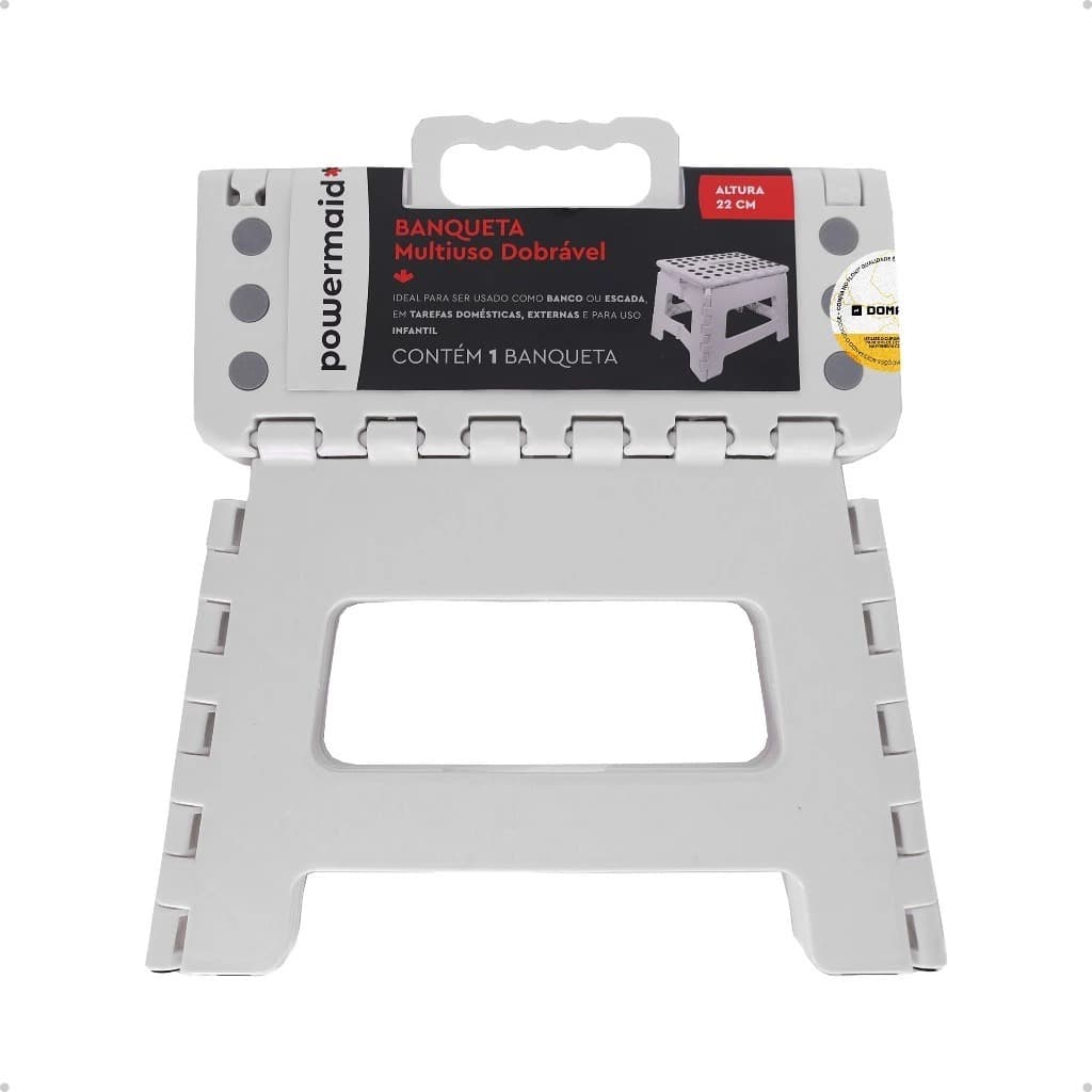 Banqueta Multiuso Dobrável Branca Resistente Powermaid