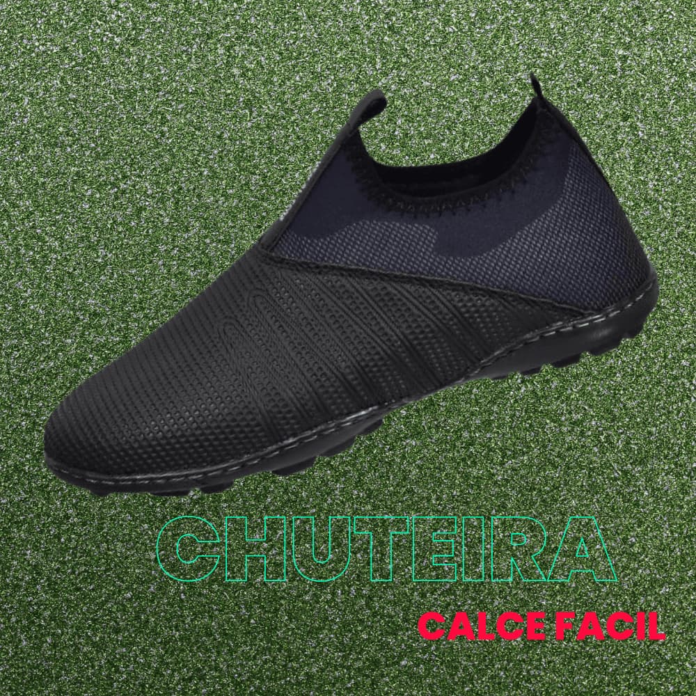 Chuteira Society Masculino e Feminino Campo Grama Sintética Sem Cadarço Promoção