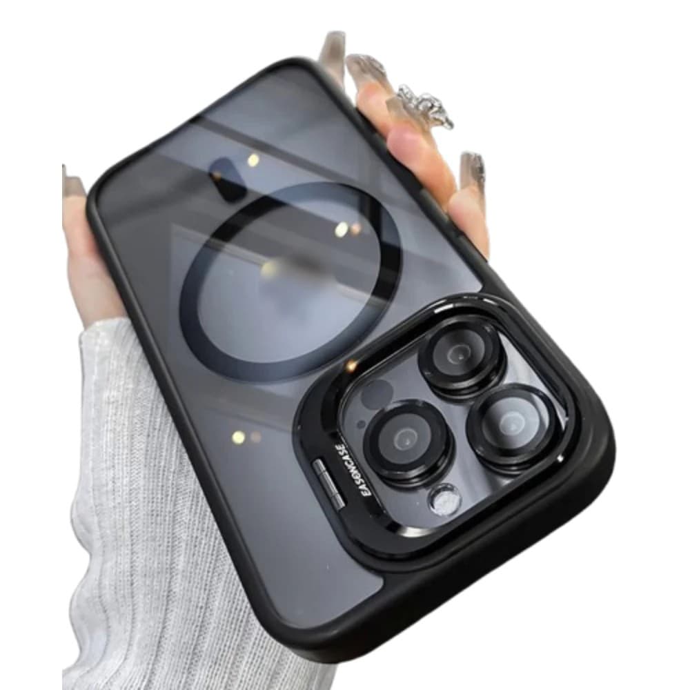 Capinha Premium Magsafe C/ Tampa Suporte Câmera e Kit Lente Proteção iPhone 11 12 13 14 15 16 ProMax