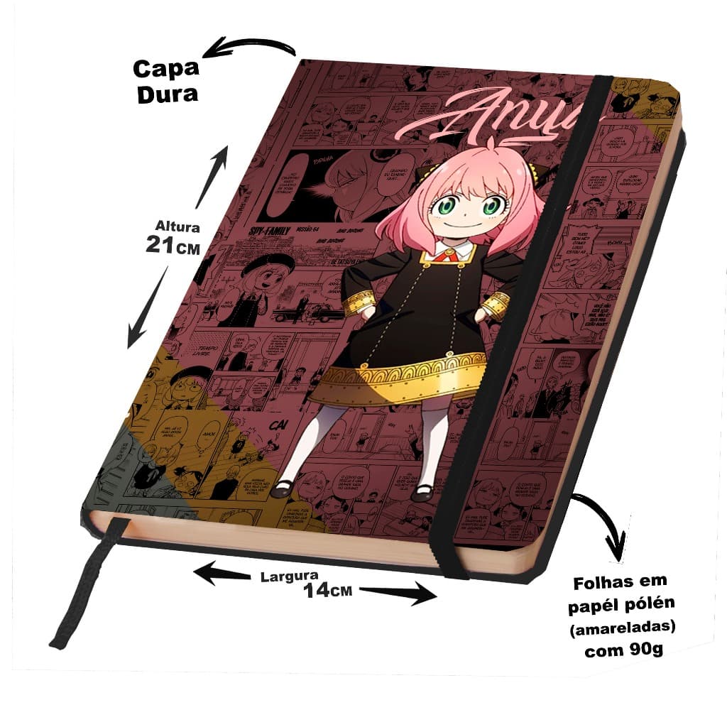 Caderno SKETCHBOOK ou anotações SPY x FAMILY 21x14cm Capa dura