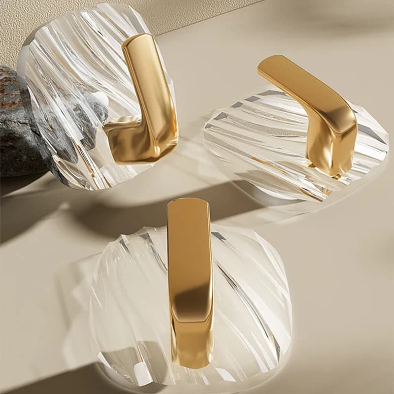 Gancho de Parede Autocolante Design Luxuoso Base Acrílica Pendurar Multiuso