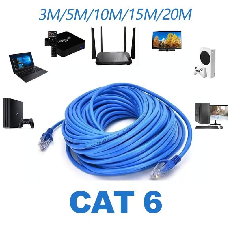 Cabo De Rede Blue RJ45 CAT6 Network Cable PC Notebook Router Smart TV Videogame 5/10/15/20 Meters