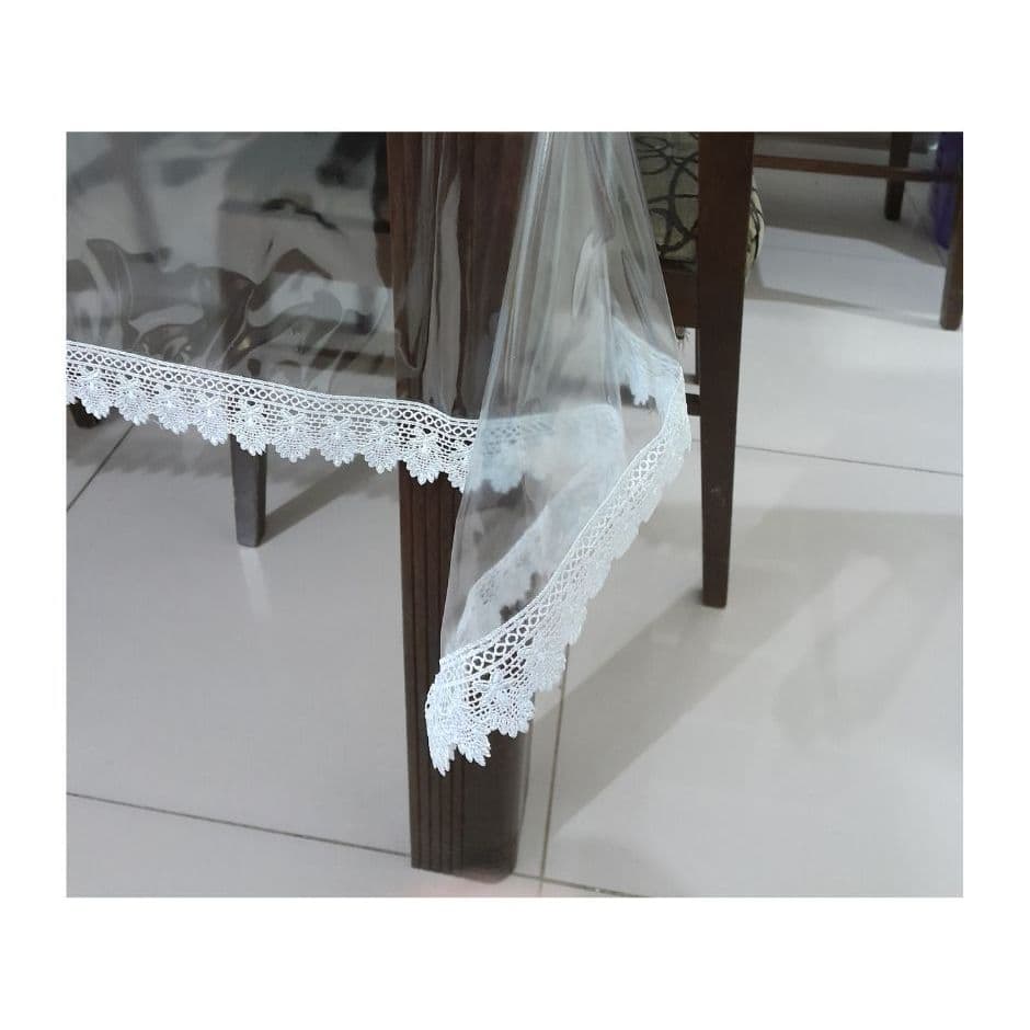 Toalha de Mesa de Plástico Transparente Impermeável Com Bordado Guipir