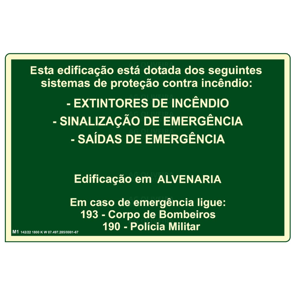 Placa Fotoluminescente M1 Sistemas De Proteção Bombeiro