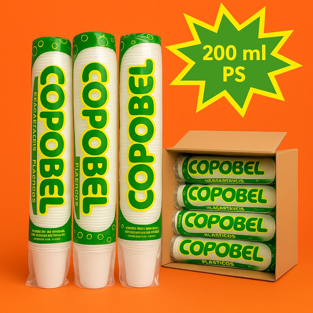 Kit 300~1000 Copos 200ml PS Descartável Transparente Caixa  – Festa, Suco, Água, Refrigerante, Evento