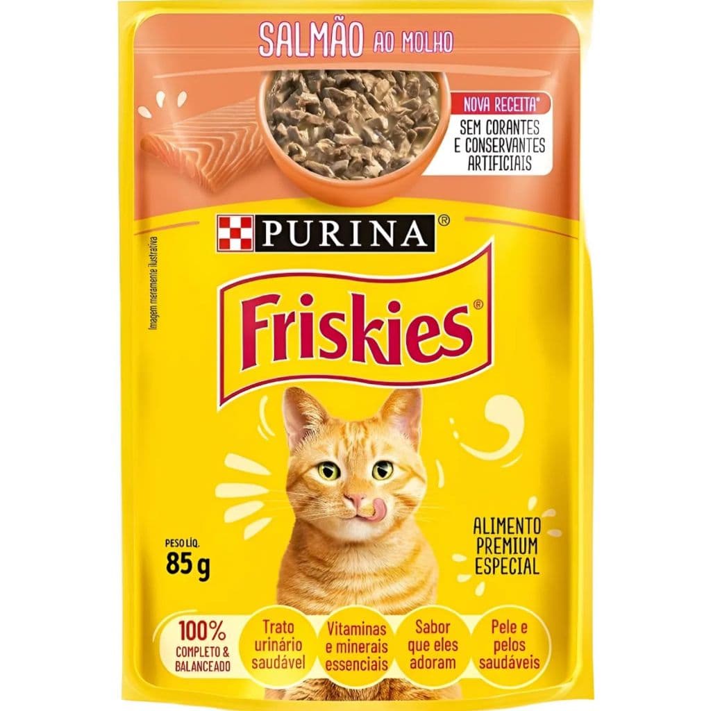 Sachê Friskies Salmão - 15Unid - 85g - Petiscos para Gatos