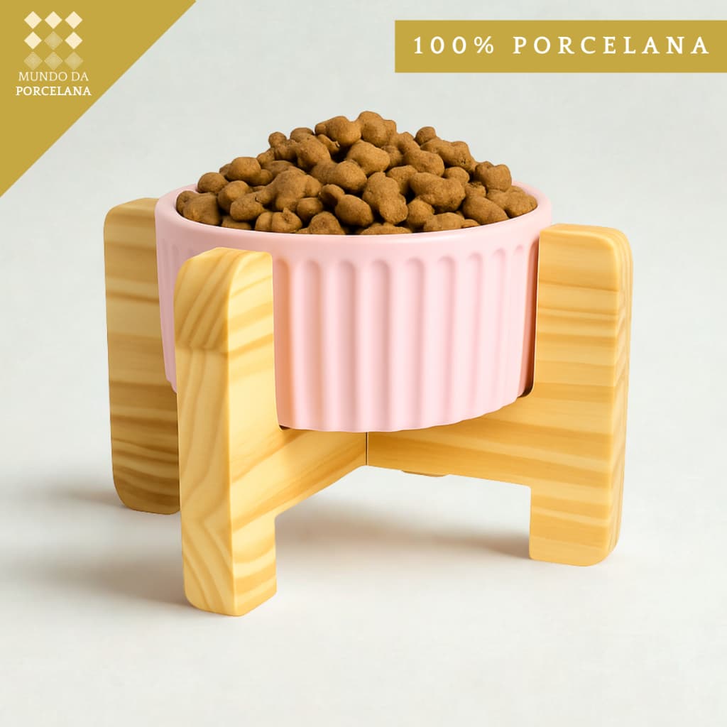 Comedouro Porcelana Gato e Cachorro Ergonomico Elevado Premium