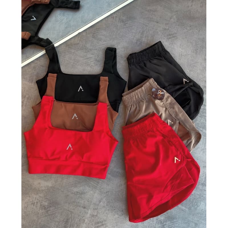 Conjunto Fitness Poliamida Top Com Bojo Short Duplo Com Tactel Linha Premium