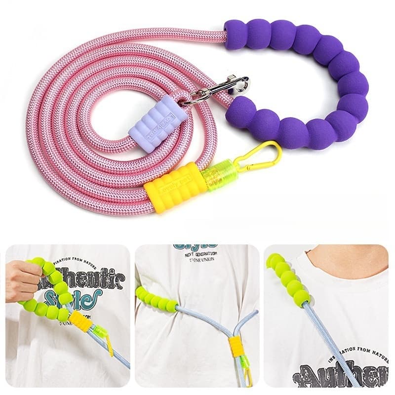 Guia Livre Reforçada Transversal Guia Longa E Cintura Mãos Livres 3 em 1 para Pet Cães