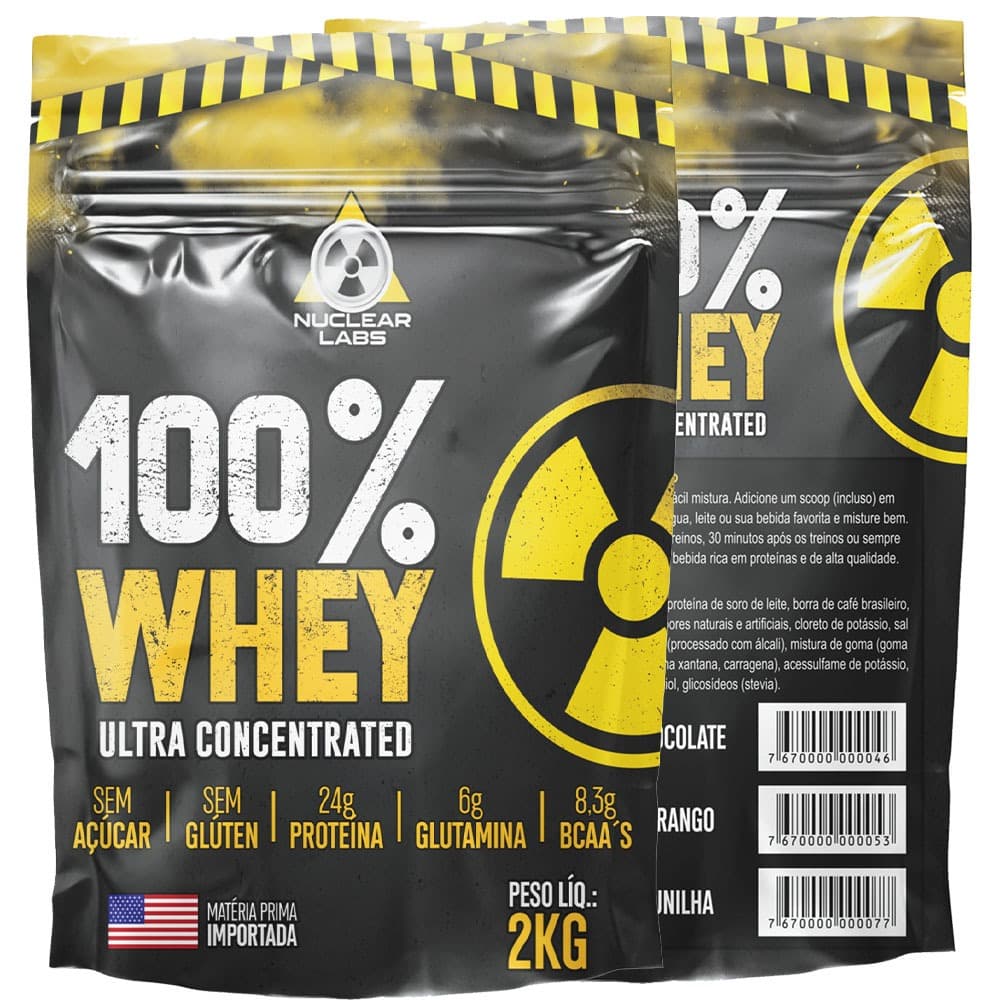 2x Whey Protein 4kg (2 refils) 100% Ultra Concentrado Importado ZERO Açucar ZERO Glúten