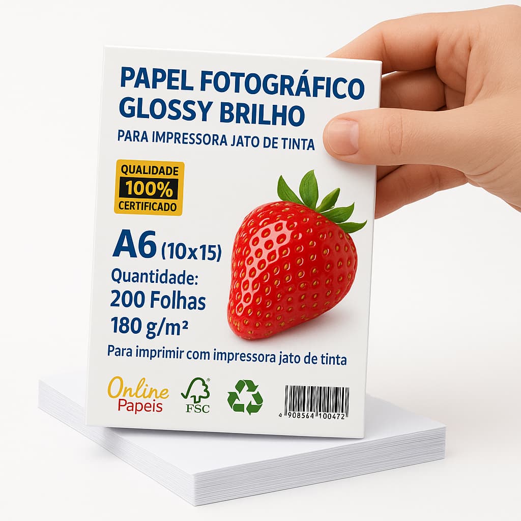Papel Fotográfico 180G Tamanho 10x15 Premium 200 Folhas