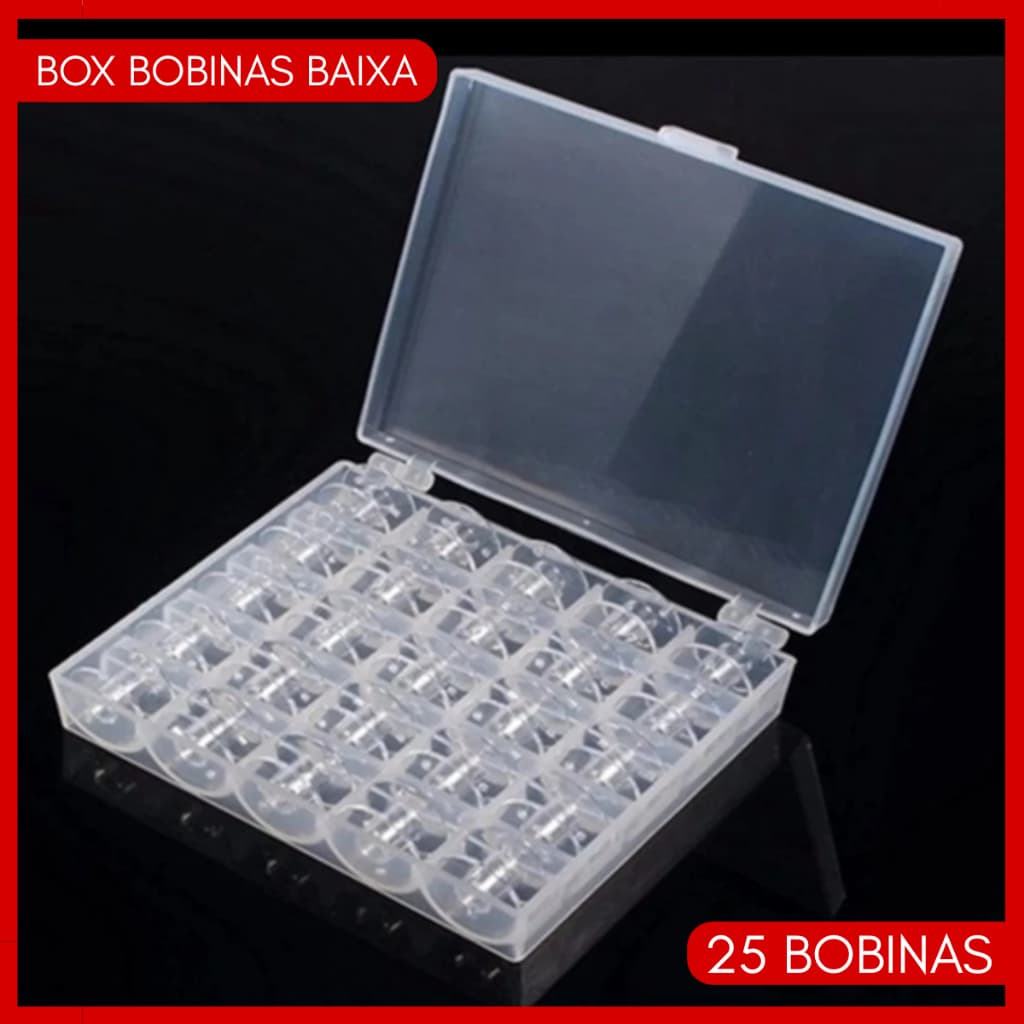 Estojo Caixa Box Bobinas Baixas 25 unid transparente Máquina