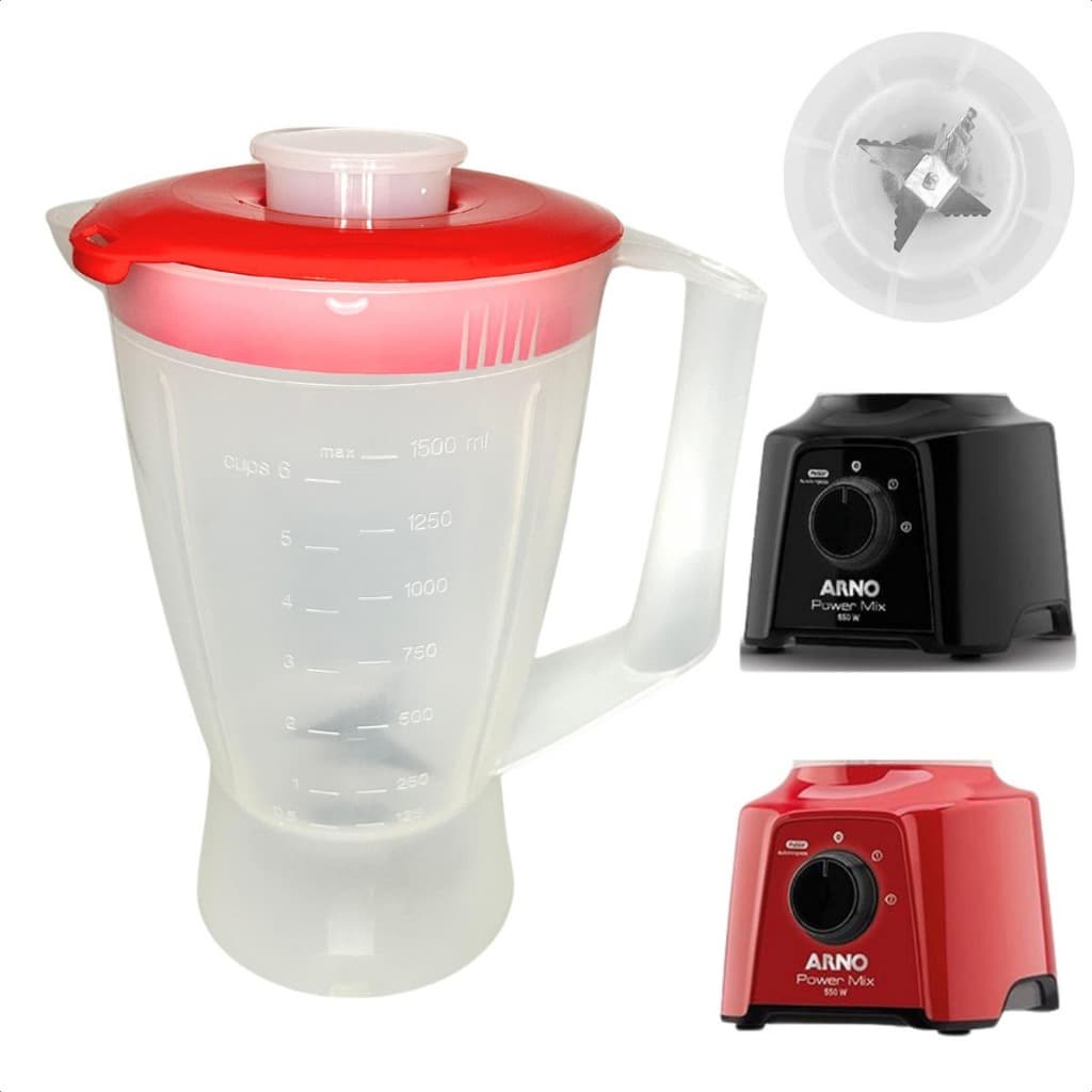 Copo De Liquidificador Arno Power Mix 550w Translucido Vermelho