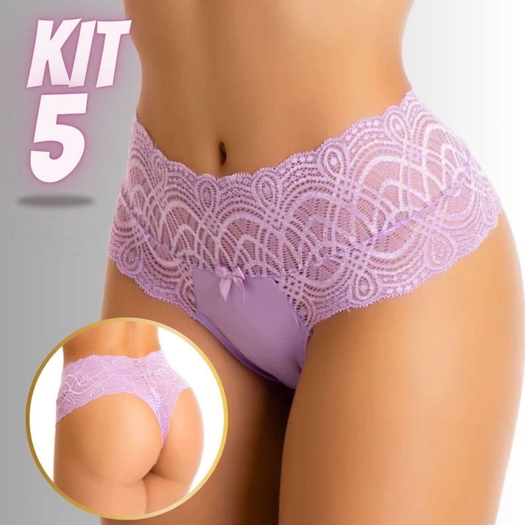 Kit Calcinhas Fio Dental de Renda - Conforto e Elegância em Poliamida com Forro 100% Algodão - 032